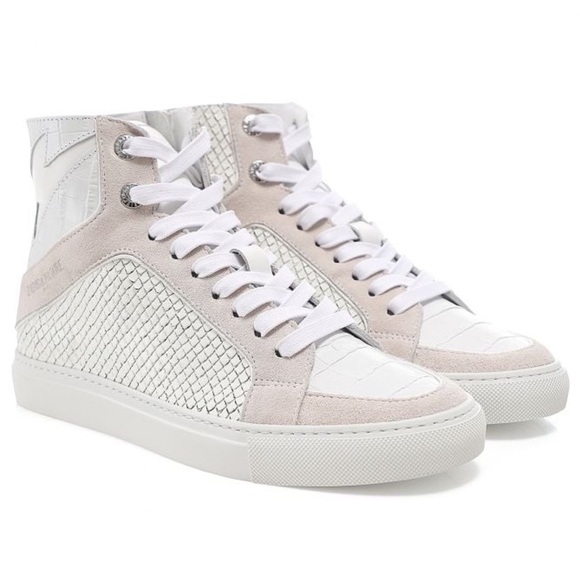 NIB Zadig & Voltaire High Flash Keith Leather High Top Sneakers White Sz 41 - Picture 1 of 16
